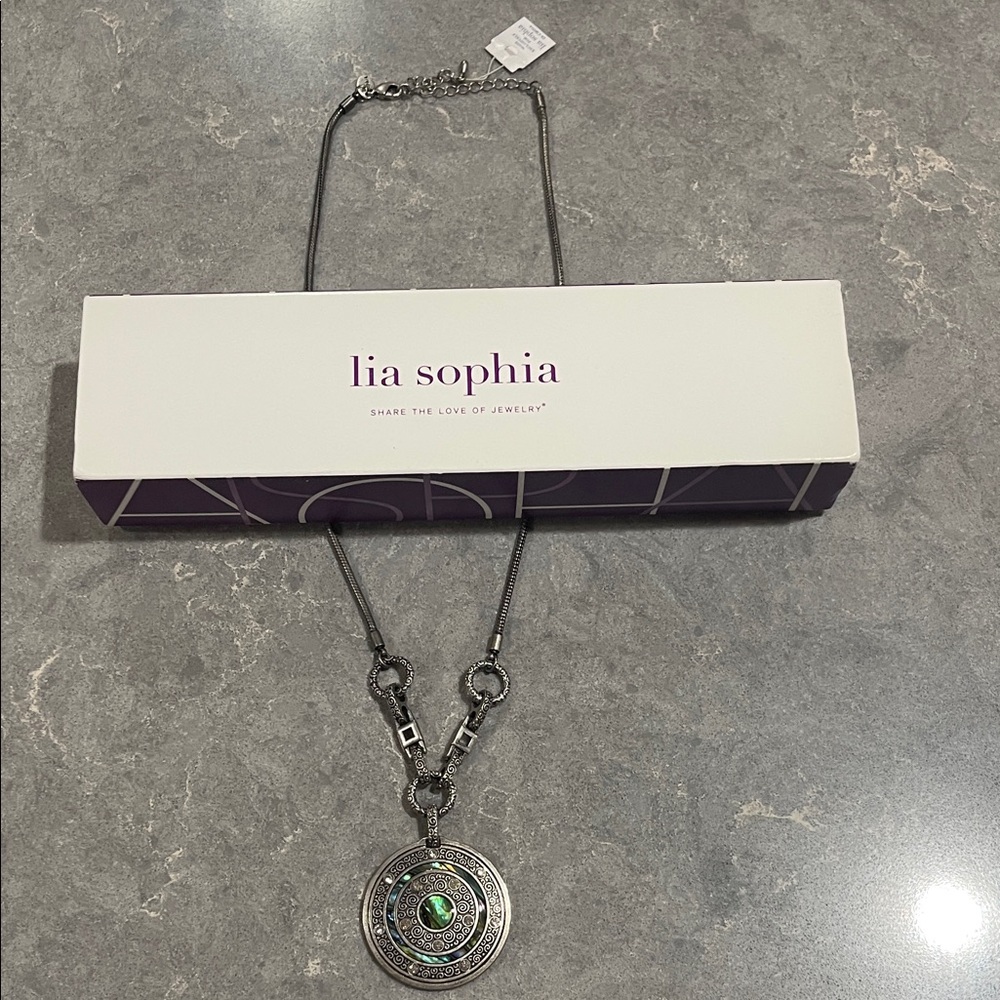 Lia Sophia Silver Necklace with Abalone Accent NWT